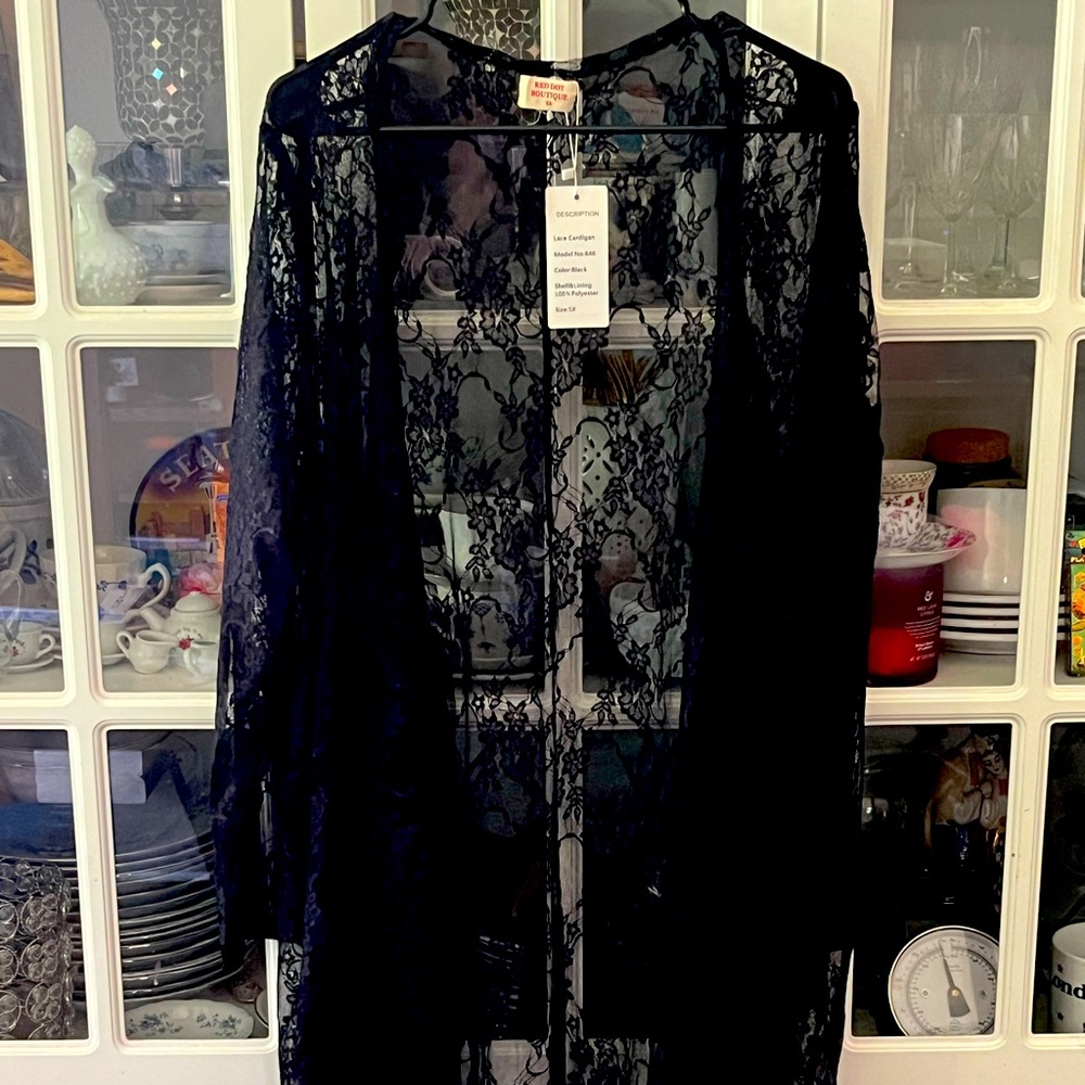 Ret Dot Boutiques Black Lavd Cardigan high in front low back. 5x NWT